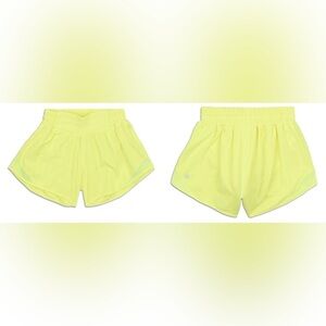 LULULEMON HOTTY HOT LR SHORT 4" Lined Sz. 14 ELECTRIC LEMON, LINED